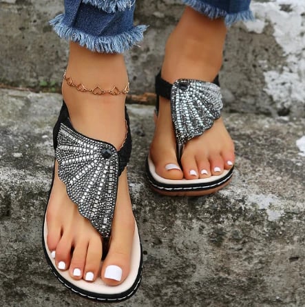 49% discount on sales 🔥 2024 Women's casual orthopedic sandals, Roman crystal flip flops